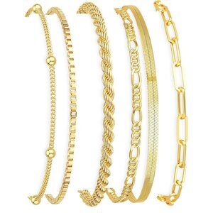 Gold Bracelets for Women's Waterproof, 14K Gold Plated Jewelry Sets Trendy